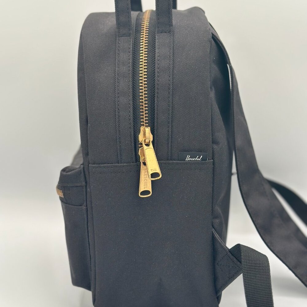 🎒 **Herschel Nova Mini Backpack - Black with Gold Zippers** - Picture 5 of 9